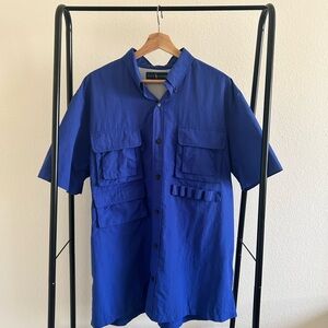 Ralph Lauren Blue Utility Fishing Shirt XL Mesh Back Pockets